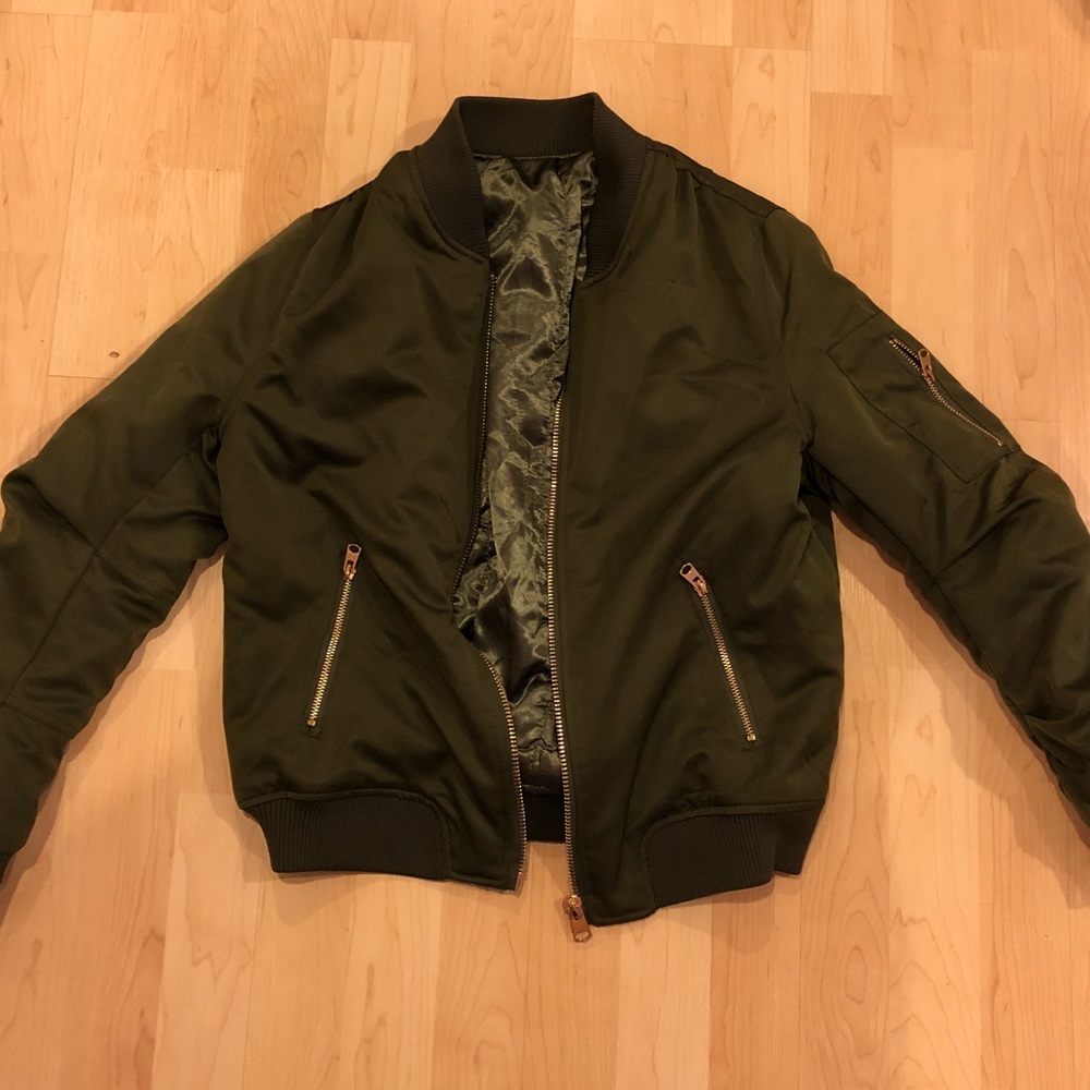 Army green bomber jacket